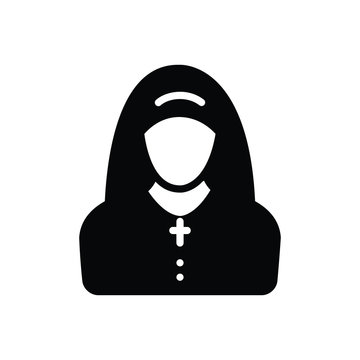 black nun portrait, simple, religious clip art preview