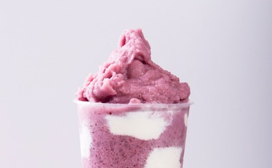 Ice strawberry flavored milkshake