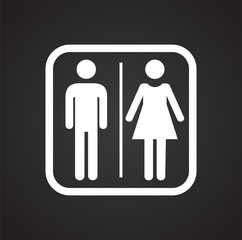 Restroom icon on black background for graphic and web design, Modern simple vector sign. Internet concept. Trendy symbol for website design web button or mobile app