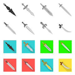 Obraz premium Vector illustration of game and armor logo. Collection of game and blade stock vector illustration.