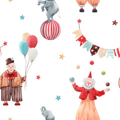 Watercolor circus pattern