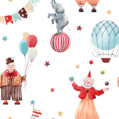 Watercolor circus pattern