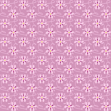 pattern con delicati fiori su sfondo lilla