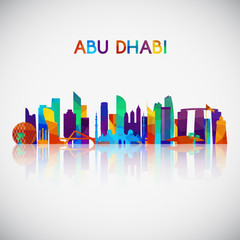 Obraz premium Abu Dhabi skyline silhouette in colorful geometric style. Symbol for your design. Vector illustration.