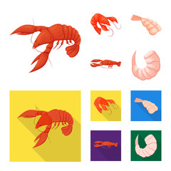 Isolated object of appetizer and ocean sign. Collection of appetizer and delicacy vector icon for stock.