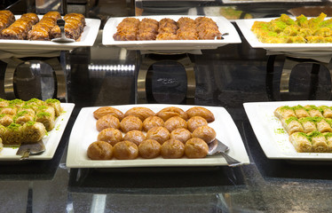 tray of assorted food for salad buffet