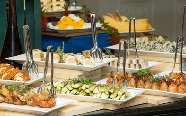 tray of assorted food for salad buffet