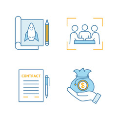 Startup color icons set