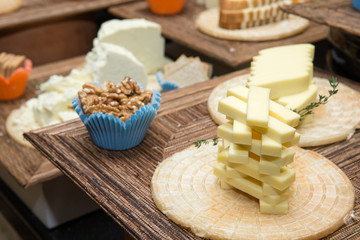 Cheese on wooden table