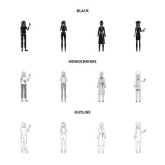 Vector illustration of posture and mood symbol. Collection of posture and female stock symbol for web.