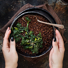 Black lentils and vegetables stew