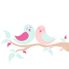 Lovebird on tree branch - pastel color