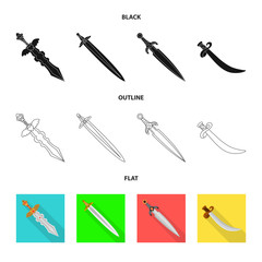 Vector illustration of game  and armor  icon. Set of game  and blade  vector icon for stock.