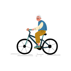 Obraz premium Senior Man Riding Bike,Healthy Lifestyle, Elderly Man Daily Activity Vector Illustration