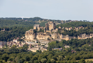 Fototapeta na wymiar The medieval Chateau de Beynac rising on a limestone cliff above the Dordogne River. France, Dordogne department, Beynac-et-Cazenac