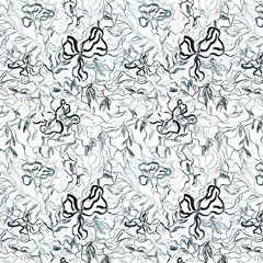 Fototapeta premium Hand-drawn graphics on a white background. Purple flowers. Hand painted. Seamless pattern.