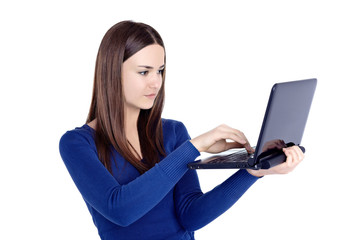 Fototapeta premium young girl laptop computer