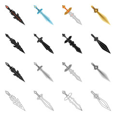 Vector design of game  and armor  sign. Collection of game  and blade  stock symbol for web.