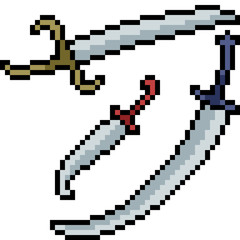 vector pixel art sword set