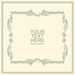 design vintage template with decorative frame for wedding and birthday invitations, cards, posters, brochures, covers.