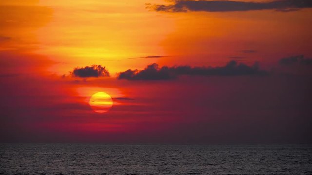 Red sunset over ocean