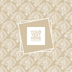 Vintage design template for wedding and birthday invitations, covers. Vector illustration in pastel colors with an openwork floral texture and place for text.