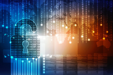 2d illustration Safety concept: Closed Padlock on digital background