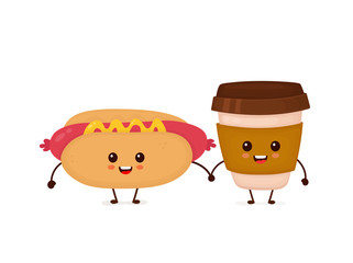 Cute funny smiling happy hot dog