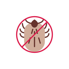 Stop mite insect flat icon, vector sign, colorful pictogram isolated on white. No mite pest symbol, logo illustration. Flat style design
