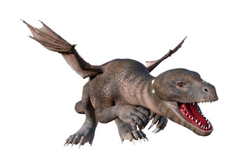 3D Rendering Fairy Tale Dragon on White