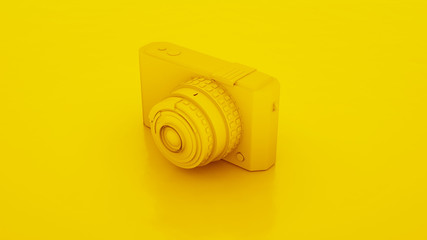Fototapeta na wymiar Yellow Compact Camera. 3D illustration