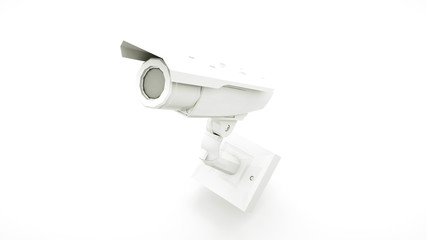 White CCTV Camera or Security Camera. 3D illustration