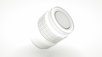 White Professional Camera Lens. 3D illustration