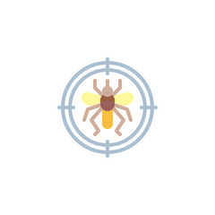 Anti insect repellent flat icon, vector sign, colorful pictogram isolated on white. Mosquitoes target symbol, logo illustration. Flat style design