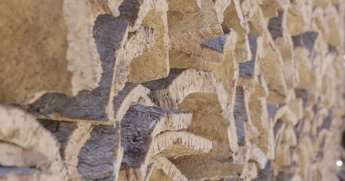 Still shot of a cork layer stack.