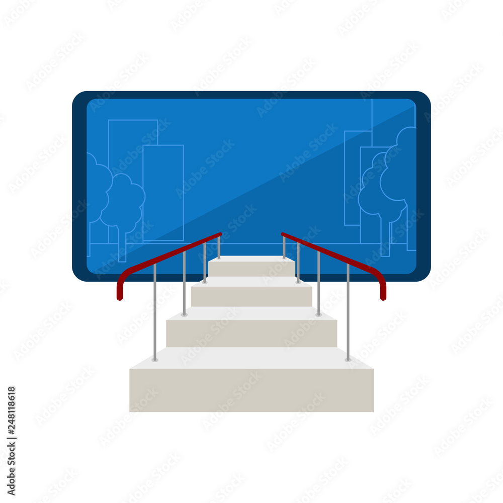 Poster ladder to online. login internet in smartphone.