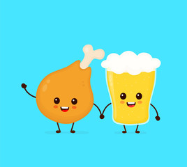 Cute funny smiling happy chicken leg 