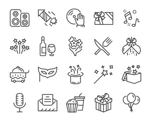 set of celebration icons, such as gift, christmas, party, champagne, event, birthday