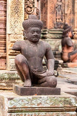 guardian sculptures in Banteay Srei temple, Siem Reap, Cambodia, Asia