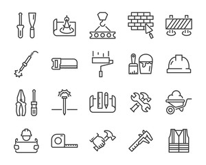 set of work icons, such as engineer, carpenter, construction, builder