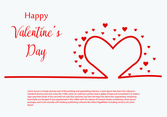 Valentine Day greeting card template, design with red heart, valentine day celebration concept vector