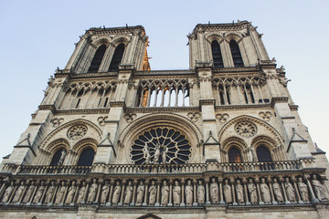 Fototapeta na wymiar Cathedral in Paris, France. Architecture and landmarks of Paris. Postcard of Paris