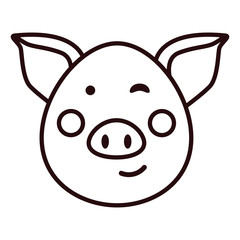 Pig face icon. Pig outline, vector illustration.