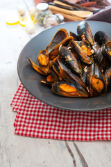 Italian Steamed Mussels cooked in Provencale style
