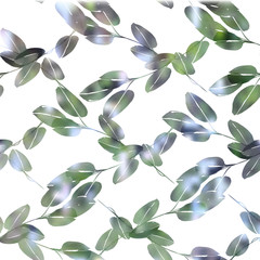 Foliage pattern on white background. Floral ornament decoration.