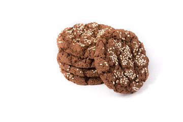 Fresh baked oatmeal cookie on a white