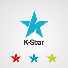 letter k star logo vector, icon, element, and template