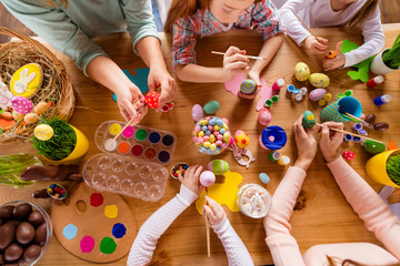 Top above high angle view of work place table group of people hands gathering meeting doing making dying modern fascinating decor accessory things classes courses ginger cookies bakery indoors