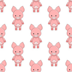 seamless pattern of cute cartoon pigs