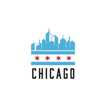 Chicago City Modern Skyline Vector Template logo design 